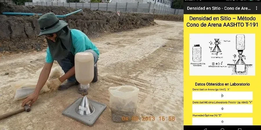 Essai de densité sur site par cône de sable à Bourg-en-Bresse